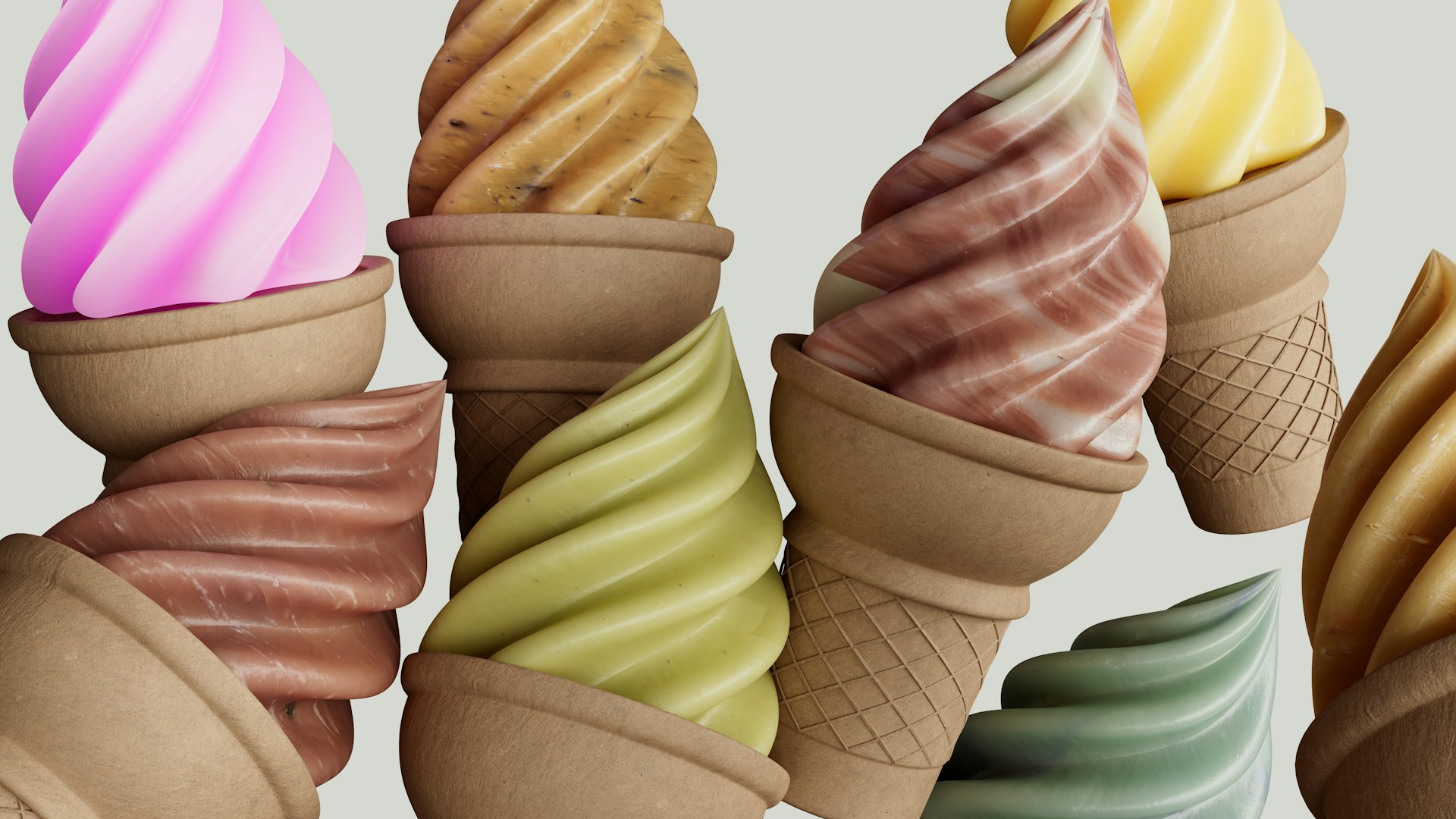 glasstrutar i olika färg