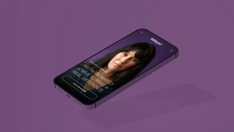 Bild av Wellspect-appen på en mobiltelefon