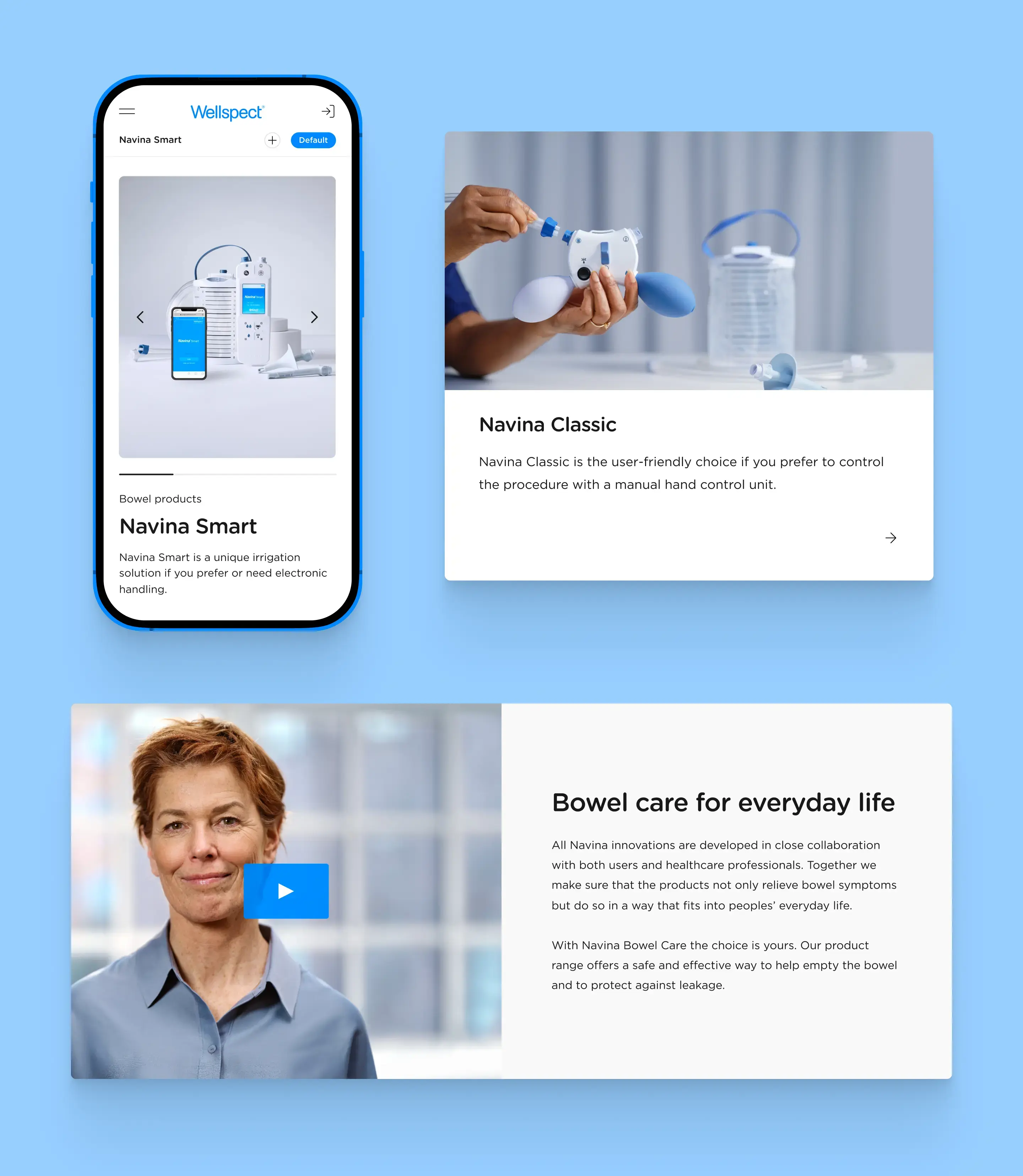 Wellspect-appen och exempelvyer