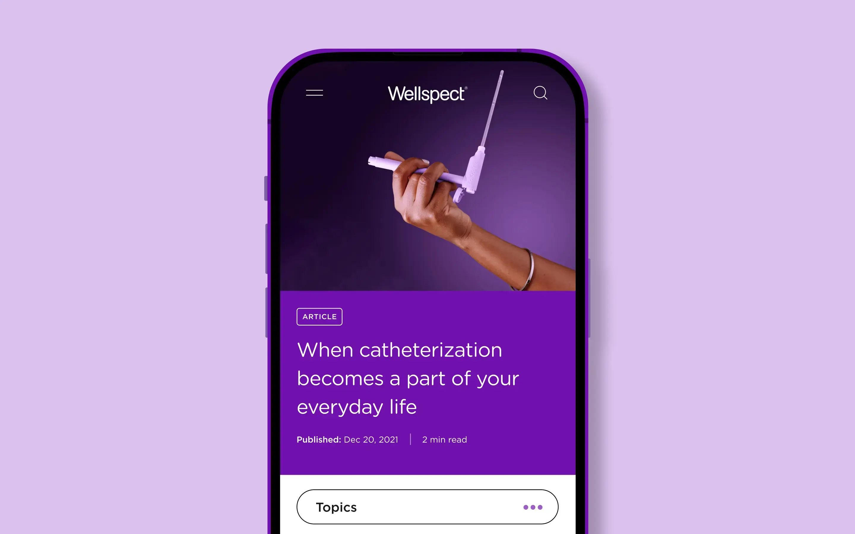 Exempelvy av Wellspect-appen