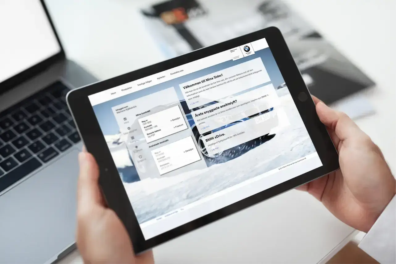BMW portal on tablet in hand