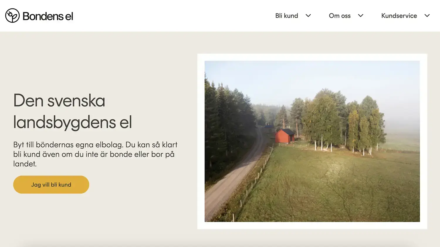 Bondens el homepage with rural landscape